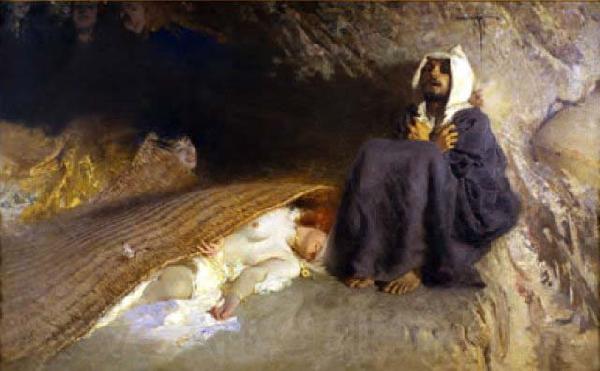 Domenico Morelli Le tentazioni di Sant'Antonio Norge oil painting art